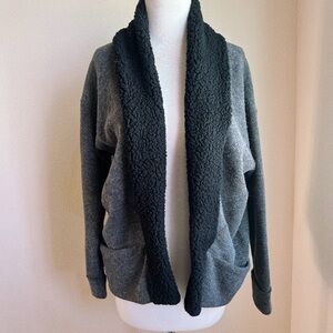 Splendid Black Sherpa Open-Front Cardigan
